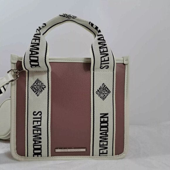 NWT STEVE MADDEN BWEBBER SATCHEL CROSSBODY BAG W AIR POD CASE PINK TIK‎ TOK - Picture 4 of 13